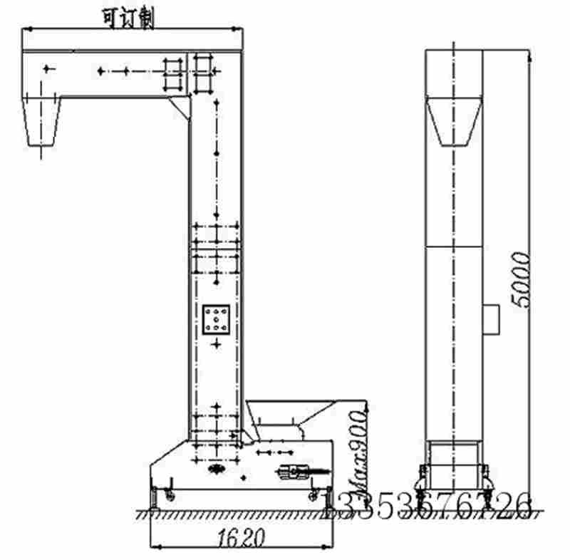 Z型斗式提升機(jī)簡易圖 Z型斗式提升機(jī)簡易圖